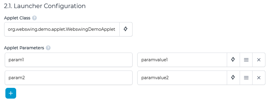 Applet configuration