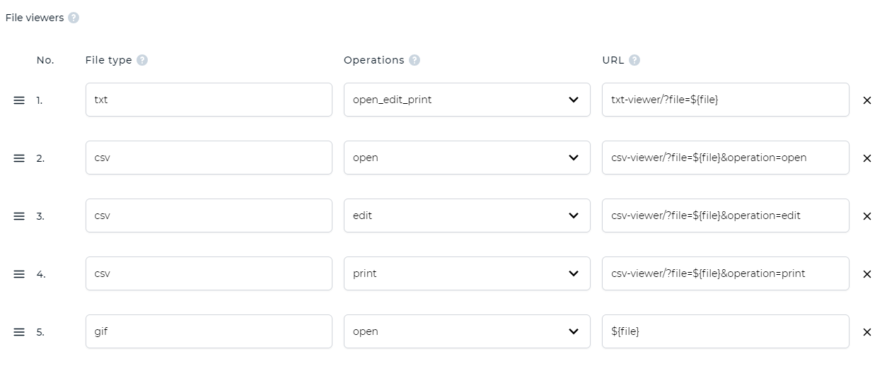 Configuration of file viewers